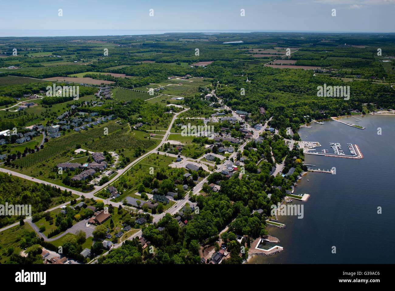 Aerial view of Egg Harbor, Door County, Wisconsin Stock Photo Alamy