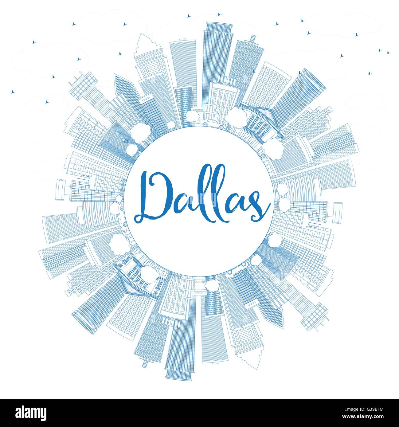 Dallas skyline illustration circle hi-res stock photography and images ...