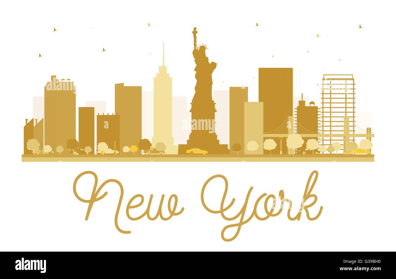 New York City skyline golden silhouette. Vector illustration. Simple flat concept for tourism presentation, banner, placard Stock Vector