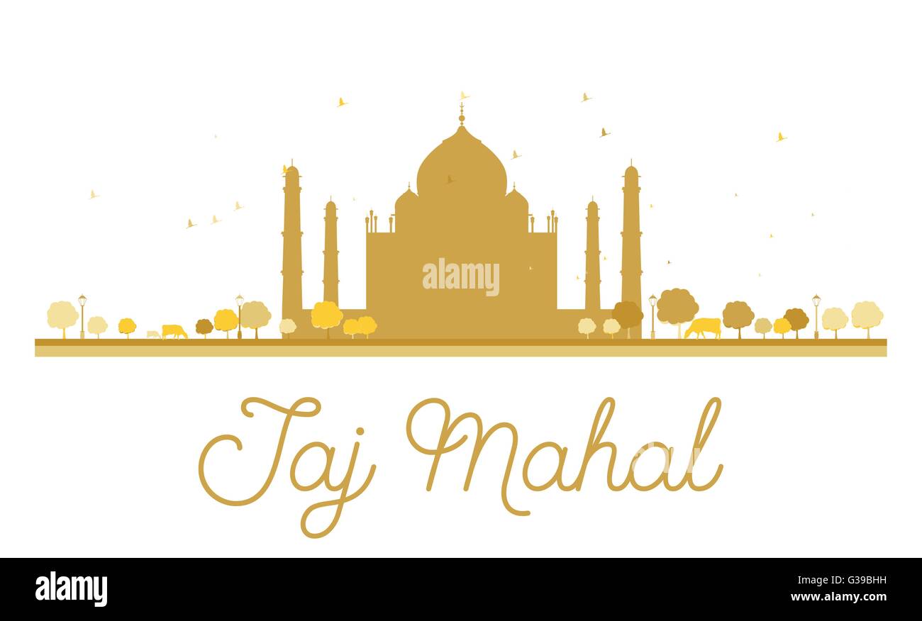 Taj Mahal golden silhouette. Vector illustration. Simple flat concept for tourism presentation, banner, placard or web site. Stock Vector