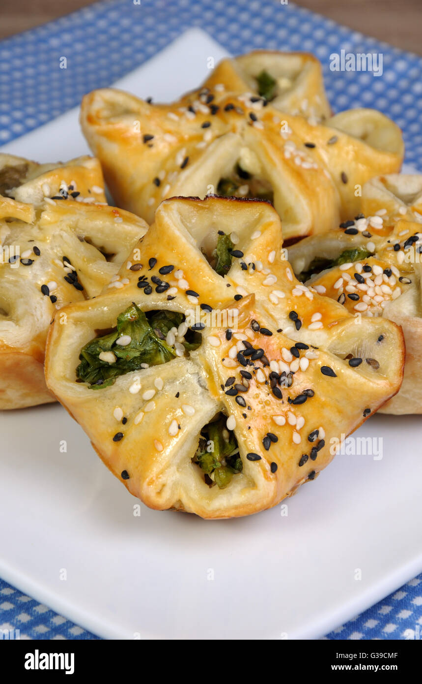 puff pastry with spinach and ricotta   on table Stock Photo