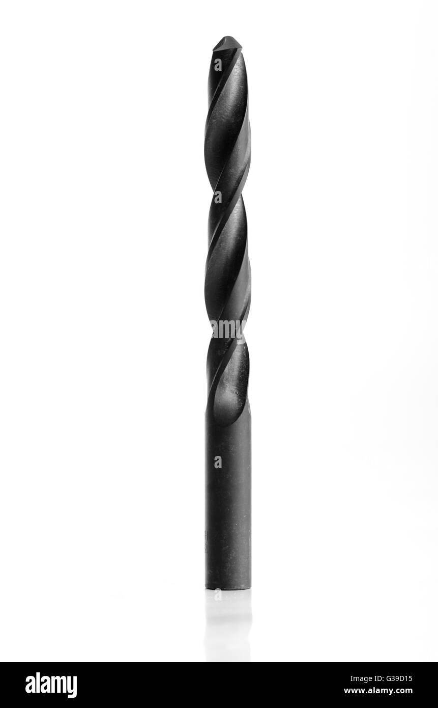 Black drill bit, Steel type isolated on white Stock Photo Alamy