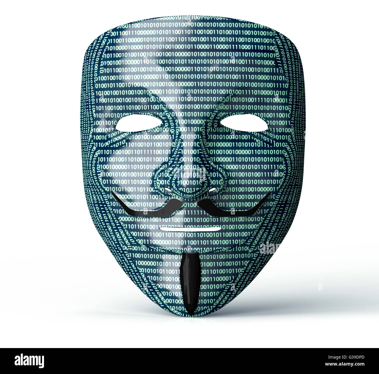 electronic mask of a computer hacker 3D illustration Stock Photo