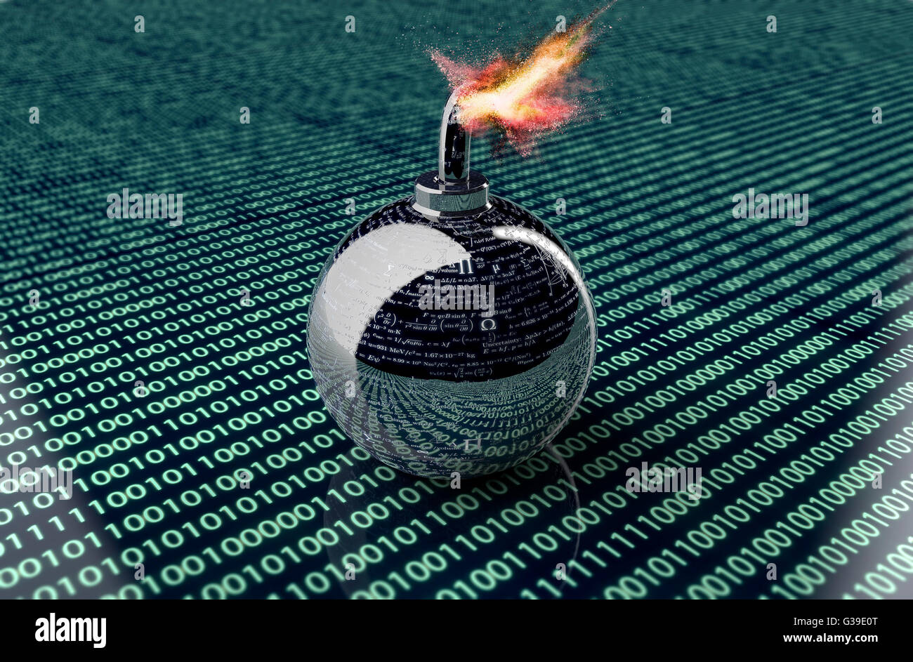 digital safety concept computer bomb  in electronic environment,, 3d illustration Stock Photo