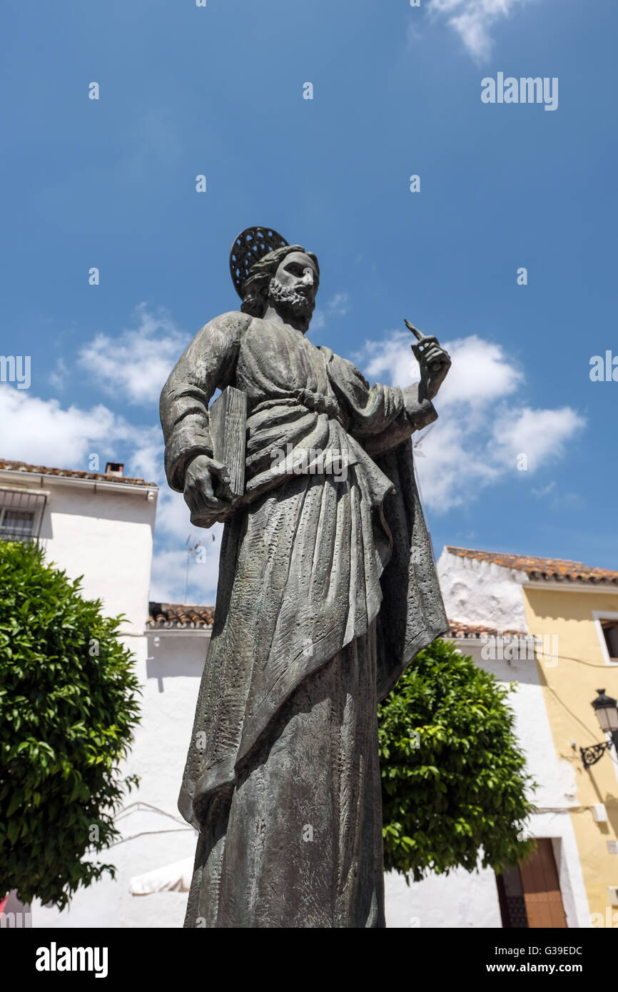 Statue of Saint Bernard in the Plaza de la Iglesia Marbella Stock Photo
