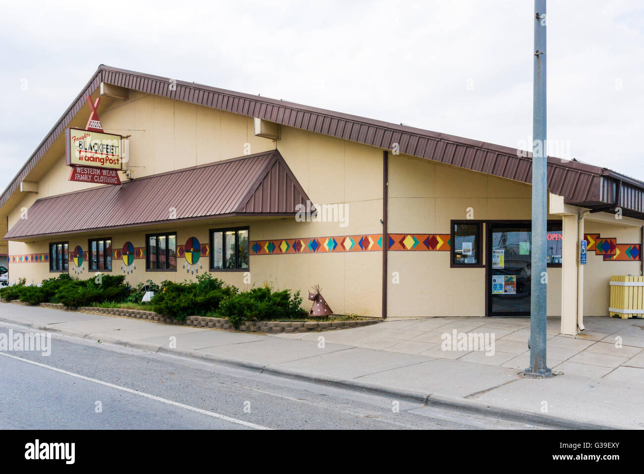 Faught's Blackfeet Trading Post on the Blackfeet Reservation in Browning, Montana. Stock Photo