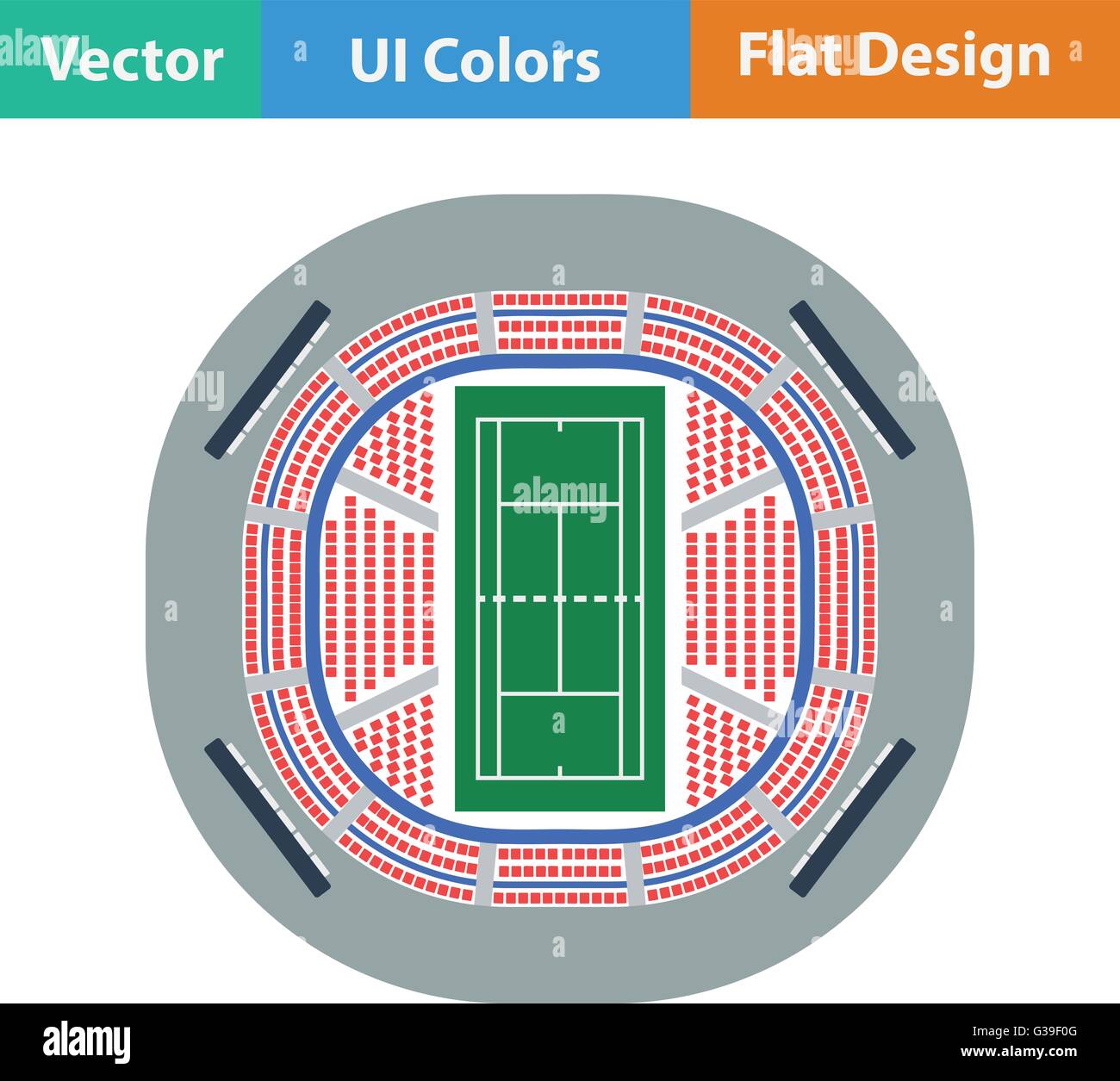 Tennis stadium aerial view icon. Flat design. Vector illustration Stock ...
