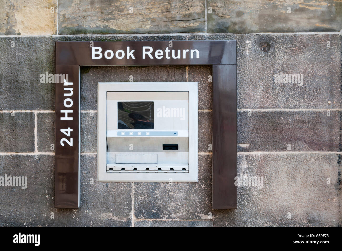 24 hour book return outside a public library. Stock Photo