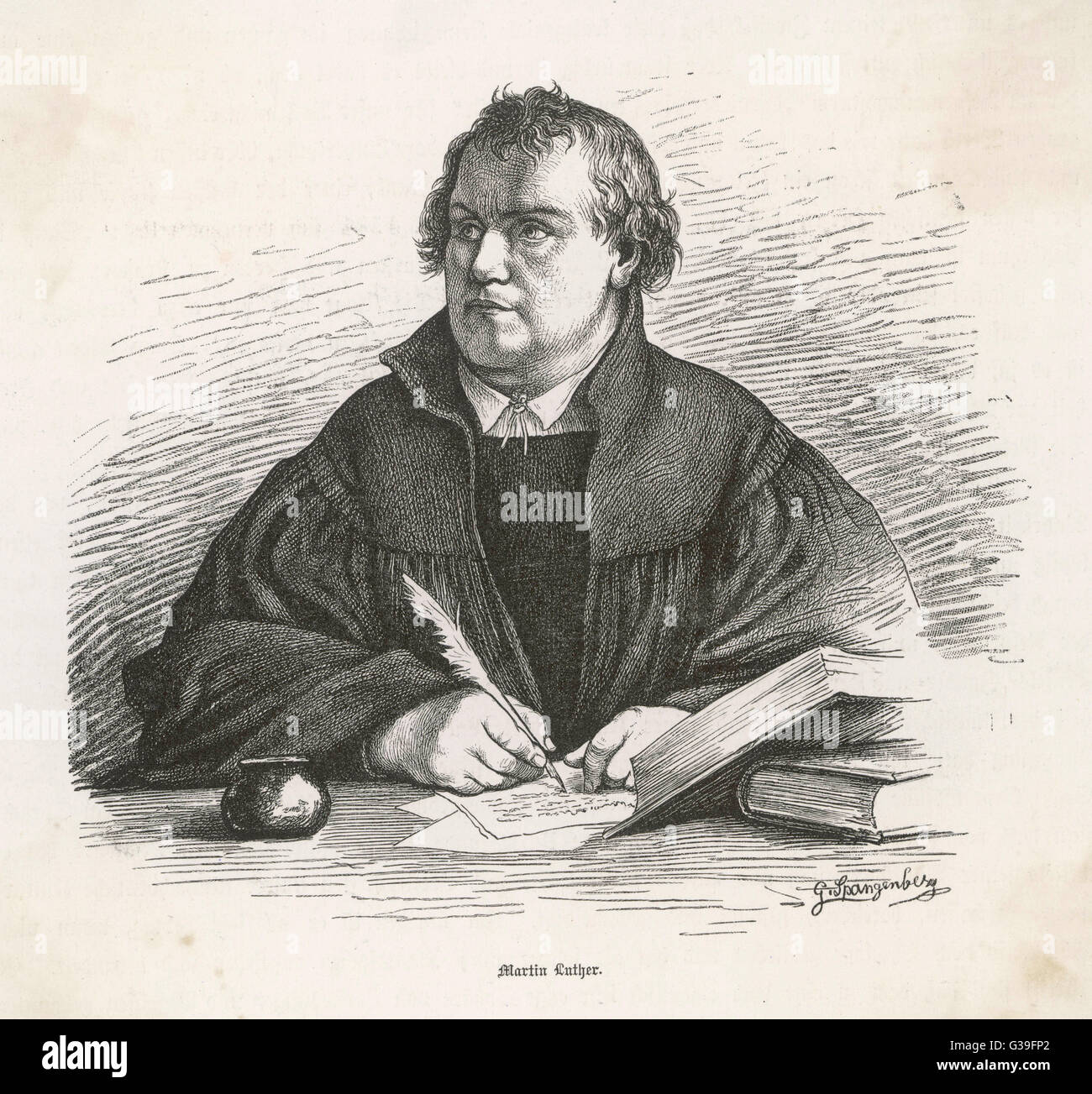 MARTIN LUTHER  German church reformer, depicted writing       Date: 1483 - 1546 Stock Photo