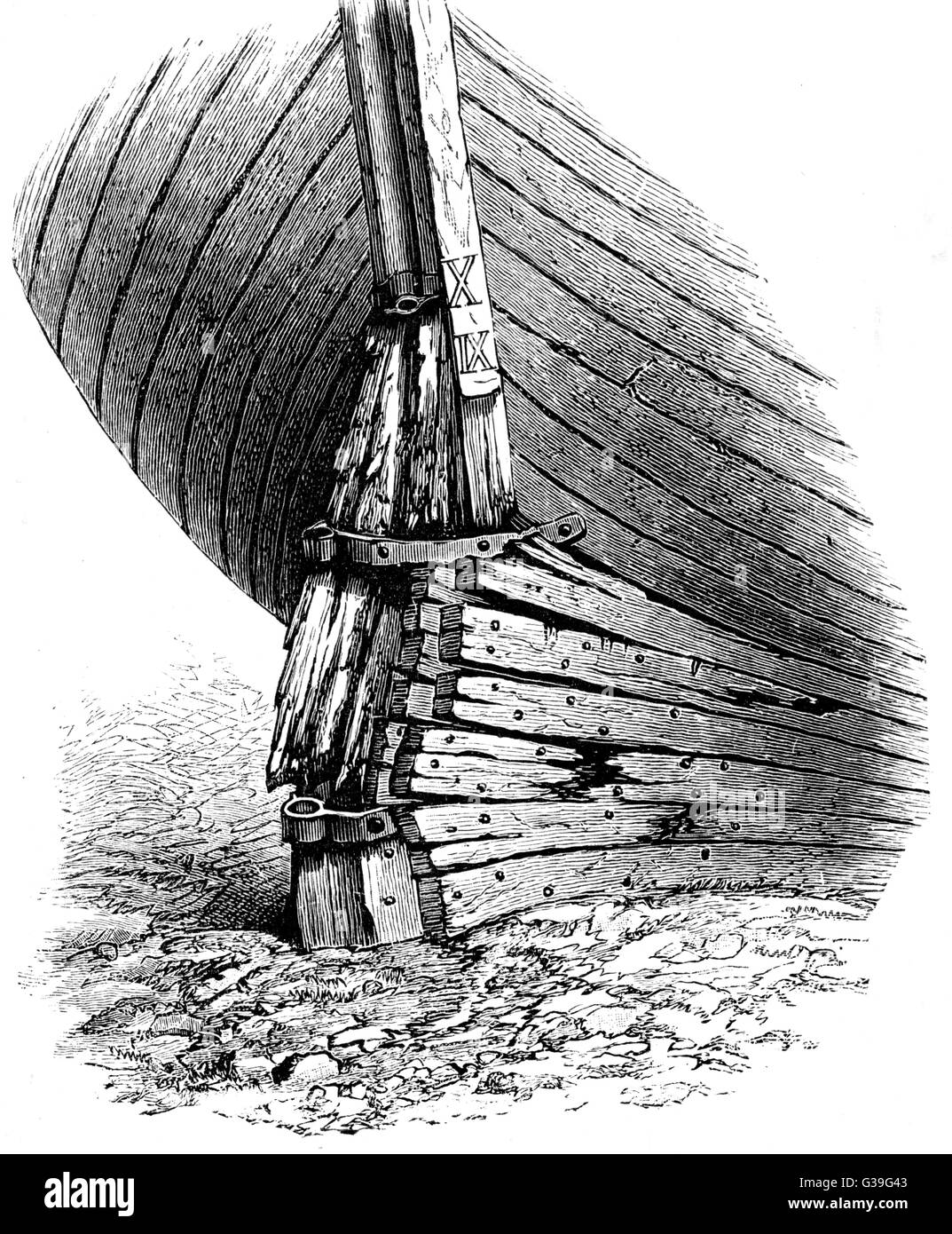 The rudder-post of H.M.S.  'Terror' crushed by the ice in  the course of James Ross's  1839- 1843 Antarctic  expedition      Date: January 1842 Stock Photo