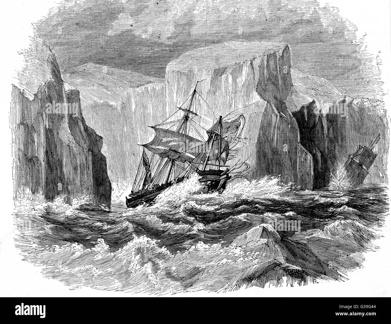 The 'Erebus' and 'Terror' in pack ice, in the course of James Ross's ...