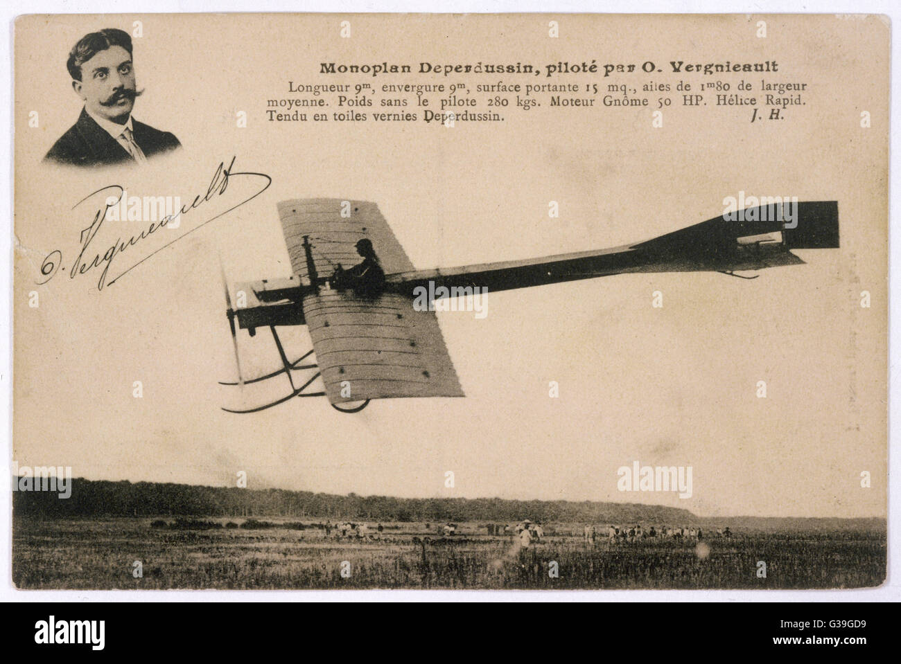 1910 carte postale photo autographe aviateur Aubrun, monoplan Blériot 1910 carte postale photo autographe aviateur Aubrun, monoplan Blériot