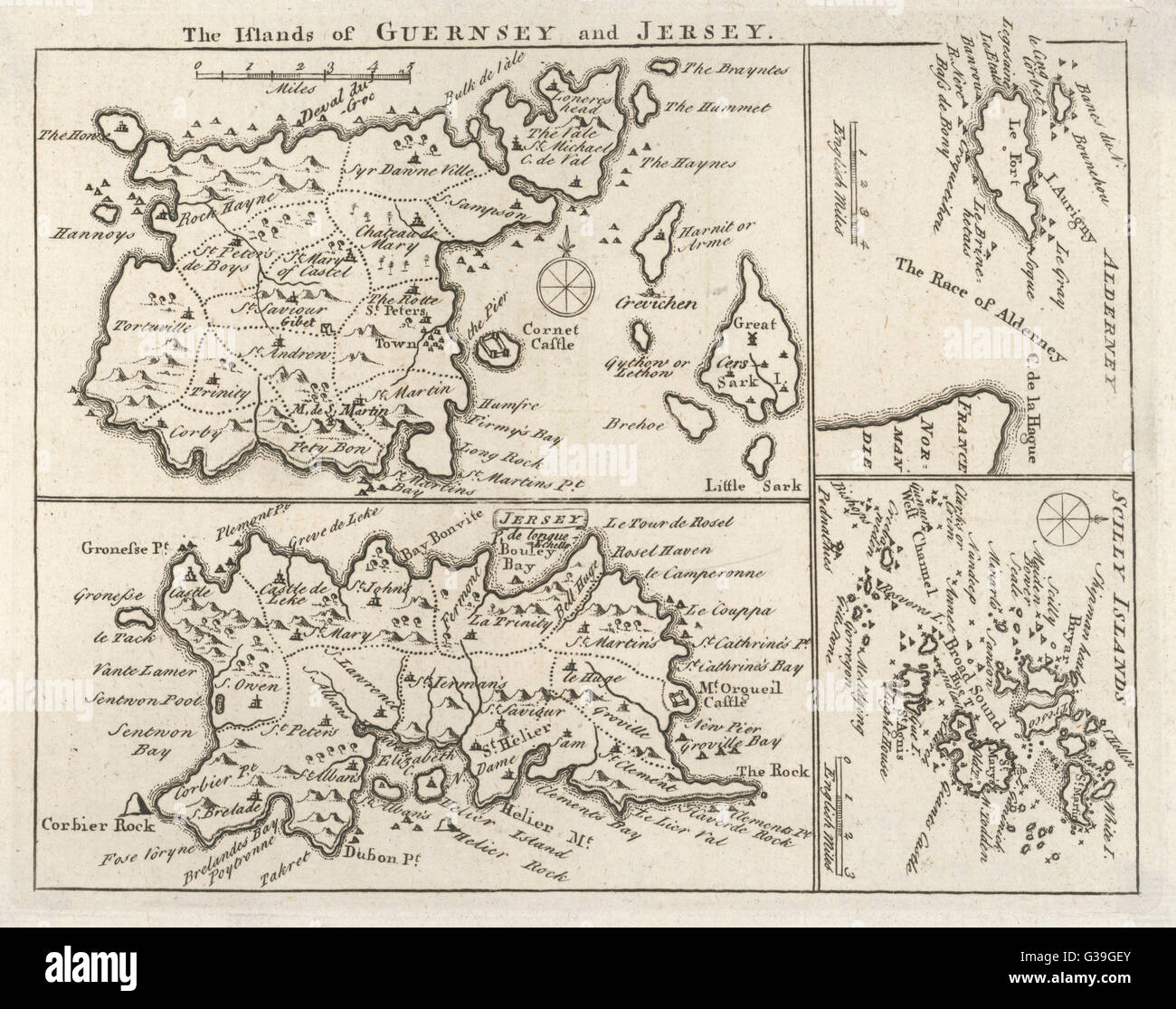 Map - Channel Islands 18th century Stock Photo