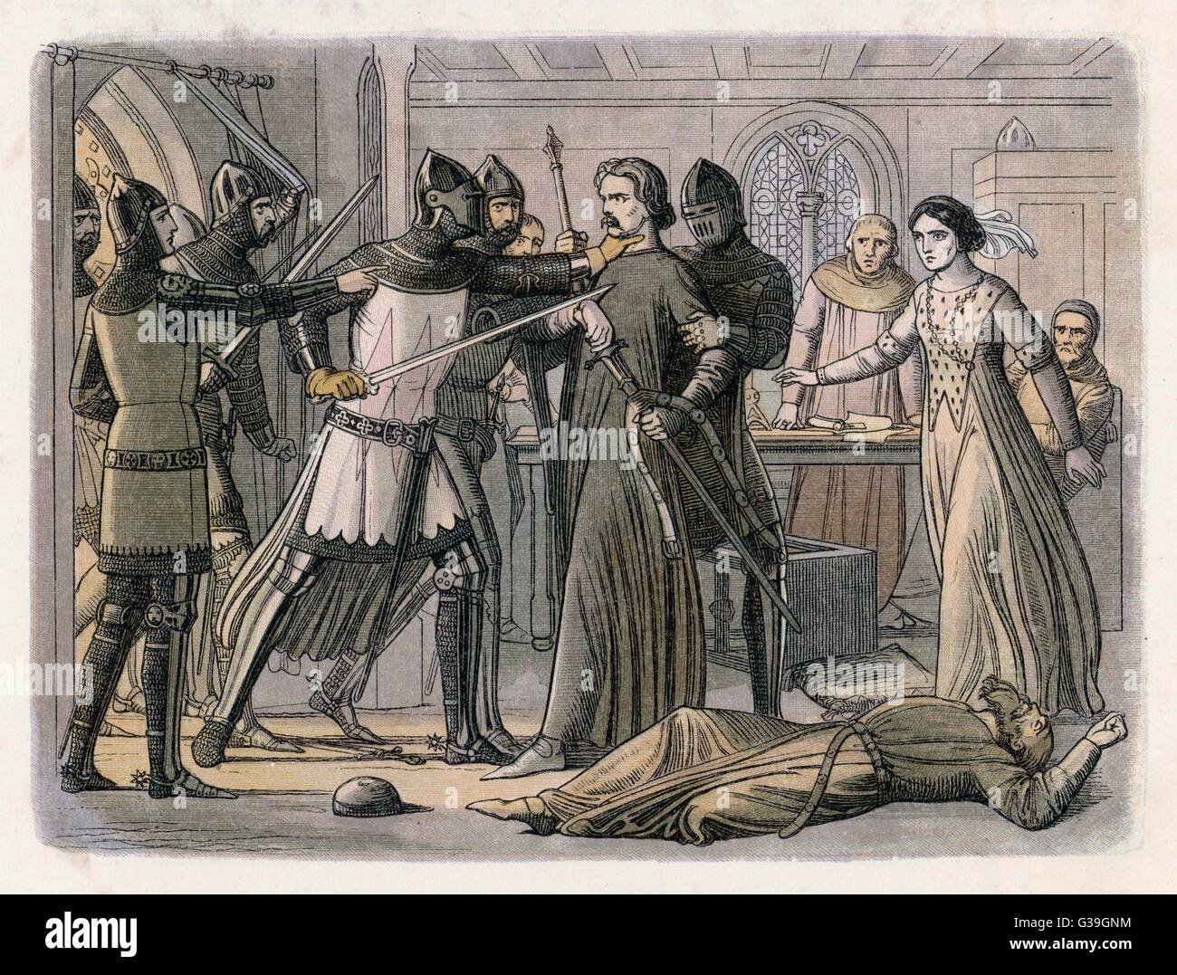 Edward III seizes his powerful  rival Roger Mortimer in  Nottingham Castle ; he is  taken to London and executed  for dissension and for the  murder of Edward II     Date: 19 October 1330 Stock Photo