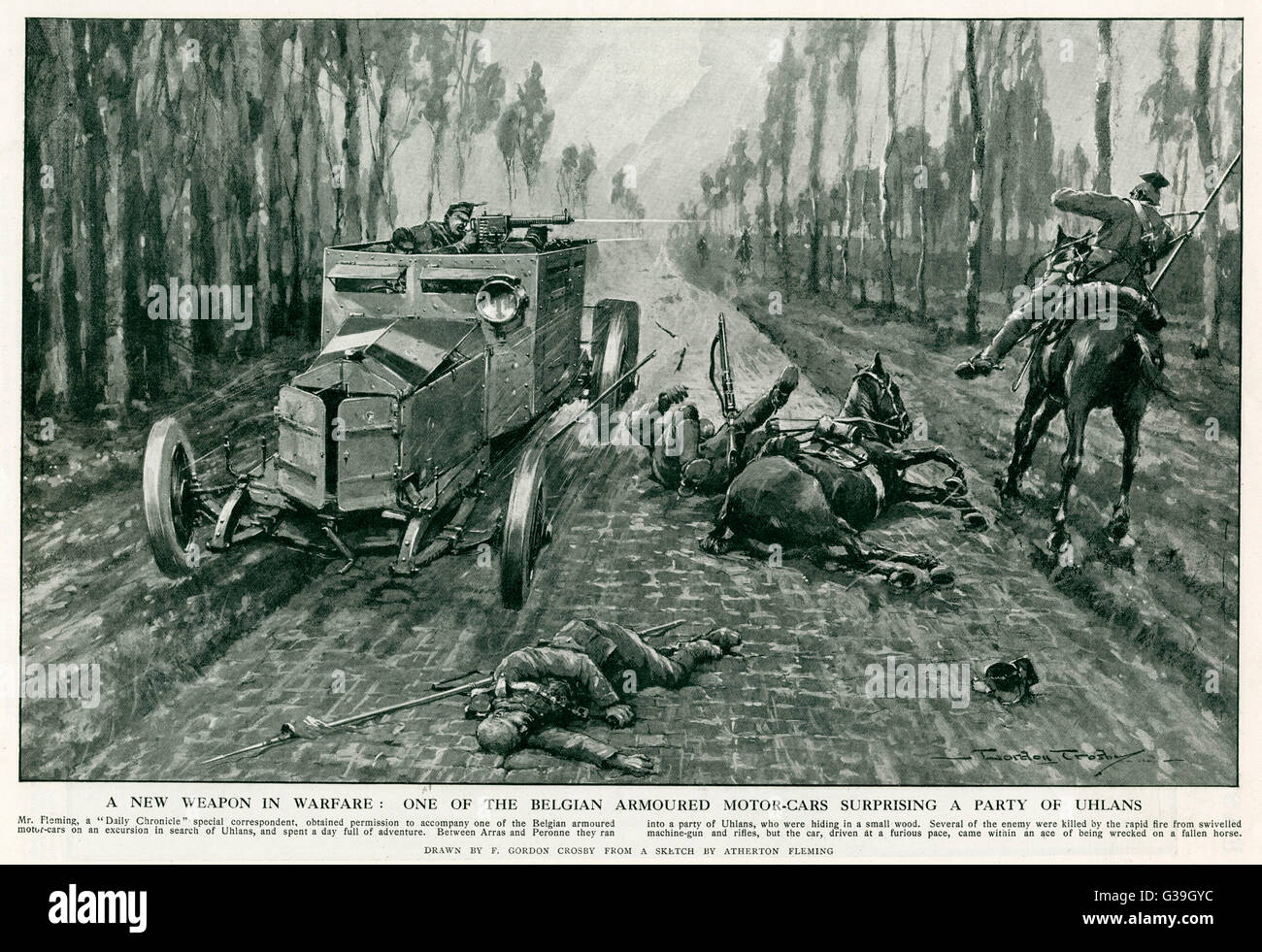 Belgian armoured motor cars 1914 Stock Photo