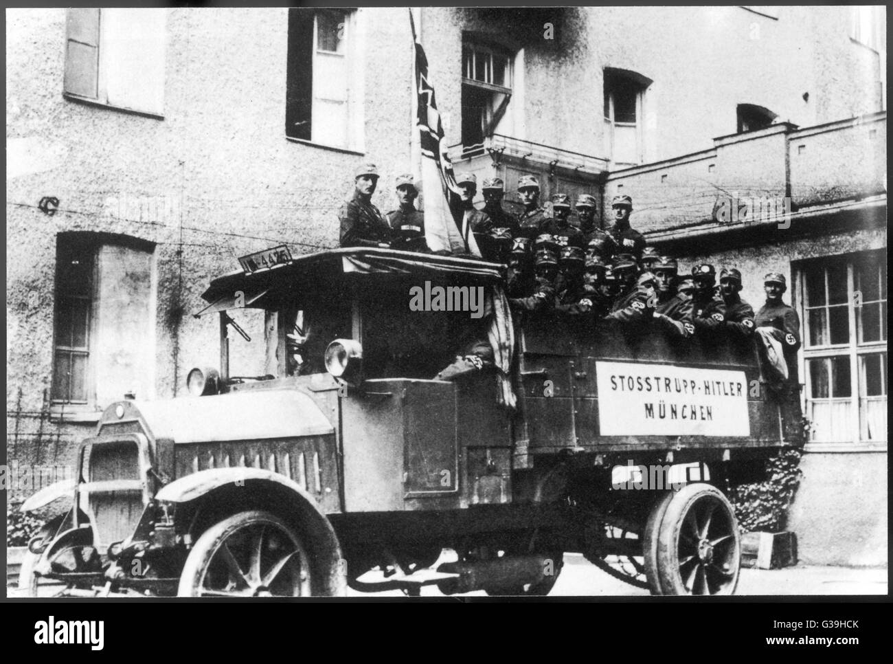 Armed Nazis prepare to enter  Munich following the Hitler  Putsch or Beer-Hall Putsch.       Date: 9 November 1923 Stock Photo