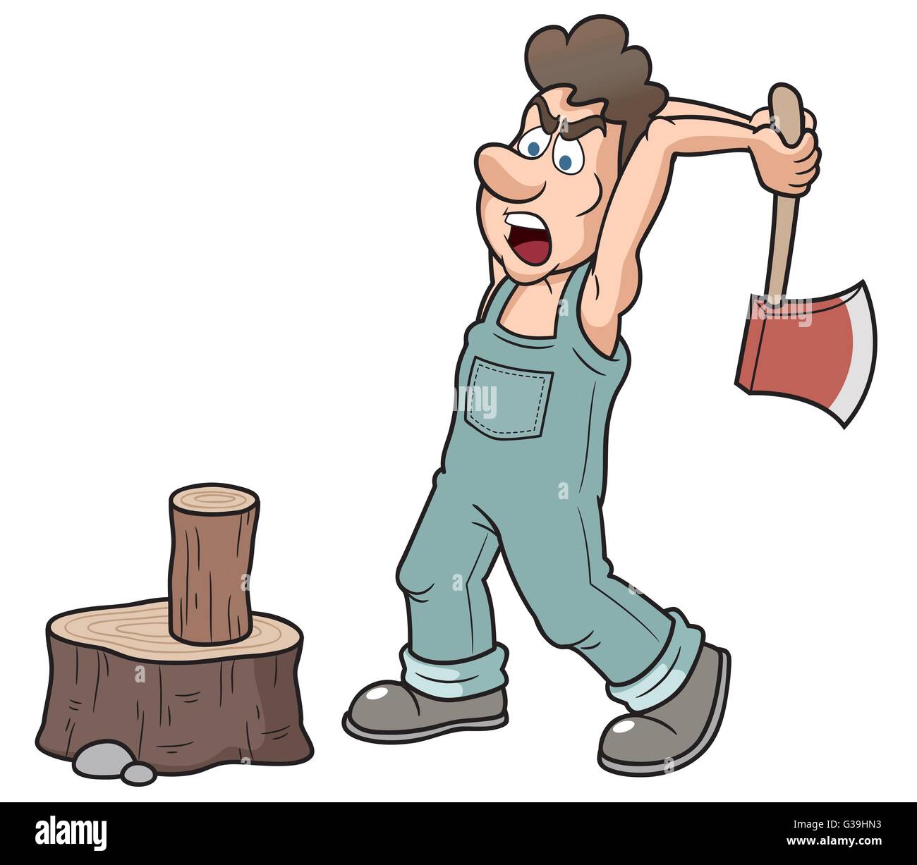 Vector illustration of Man chopping wood Stock Vector
