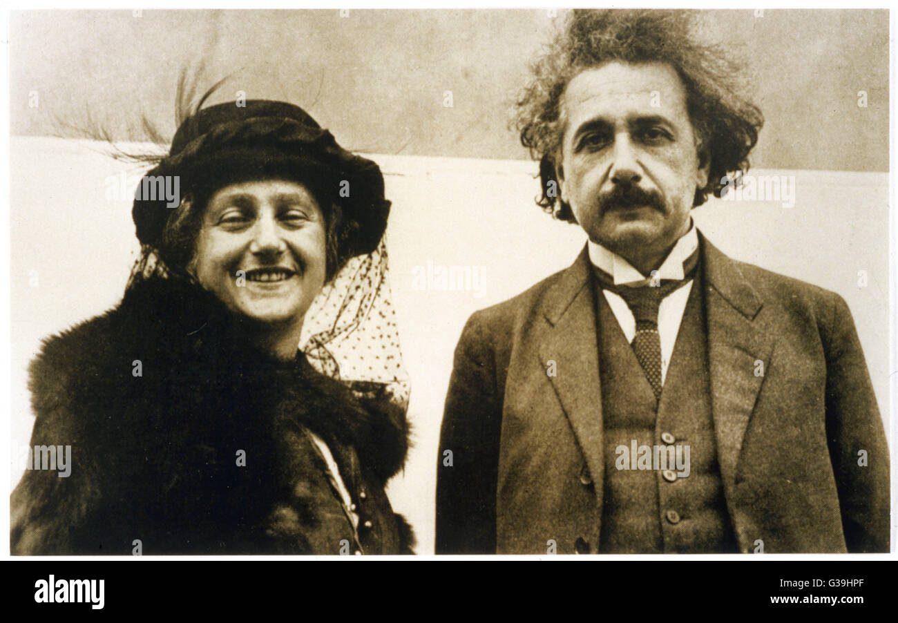 ALBERT EINSTEIN  German born physicist  with his wife Elsa  in 1922      Date: 1879 - 1955 Stock Photo
