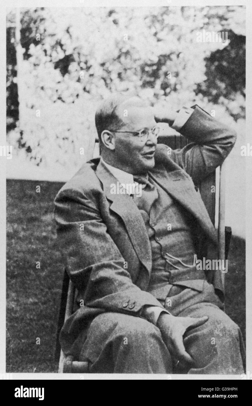 German theologian and anti- Nazi intellectual Dietrich Bonhoeffer (1906-1945), executed for his involvement in a plot  to assassinate Hitler. Stock Photo