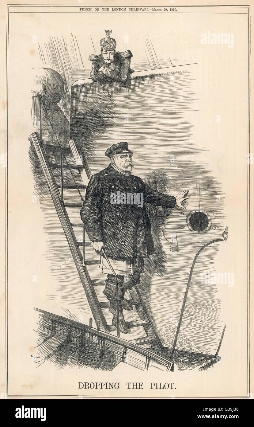 Cartoon, Dropping The Pilot (Wilhelm II and Bismarck) Stock Photo