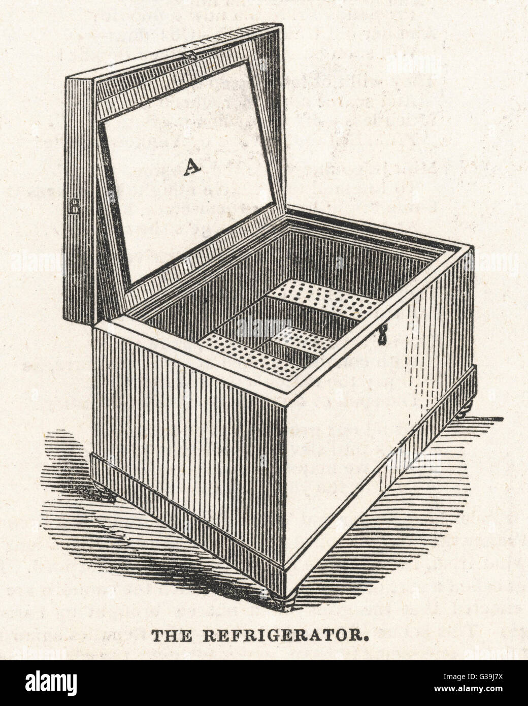A Refrigerator 'or portable Icehouse' with sliding and perforated
