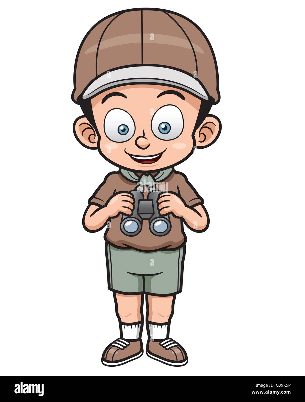 Vector illustration of Boy scout holding binoculars Stock Vector