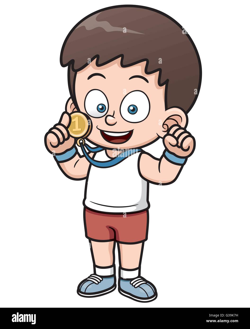 Vector illustration of Boy winner cartoon Stock Vector