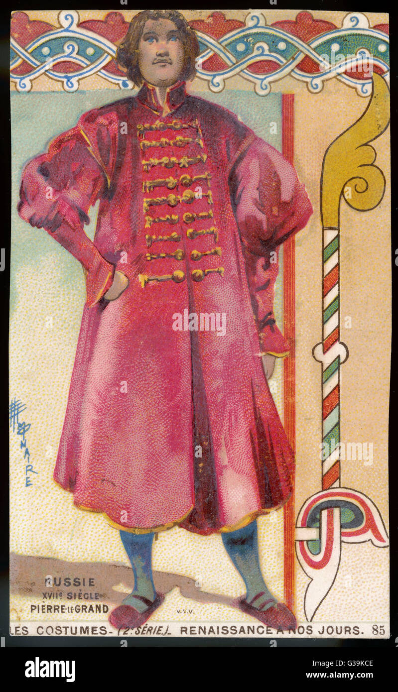 RUSSIAN MAN 17C RED COAT Stock Photo