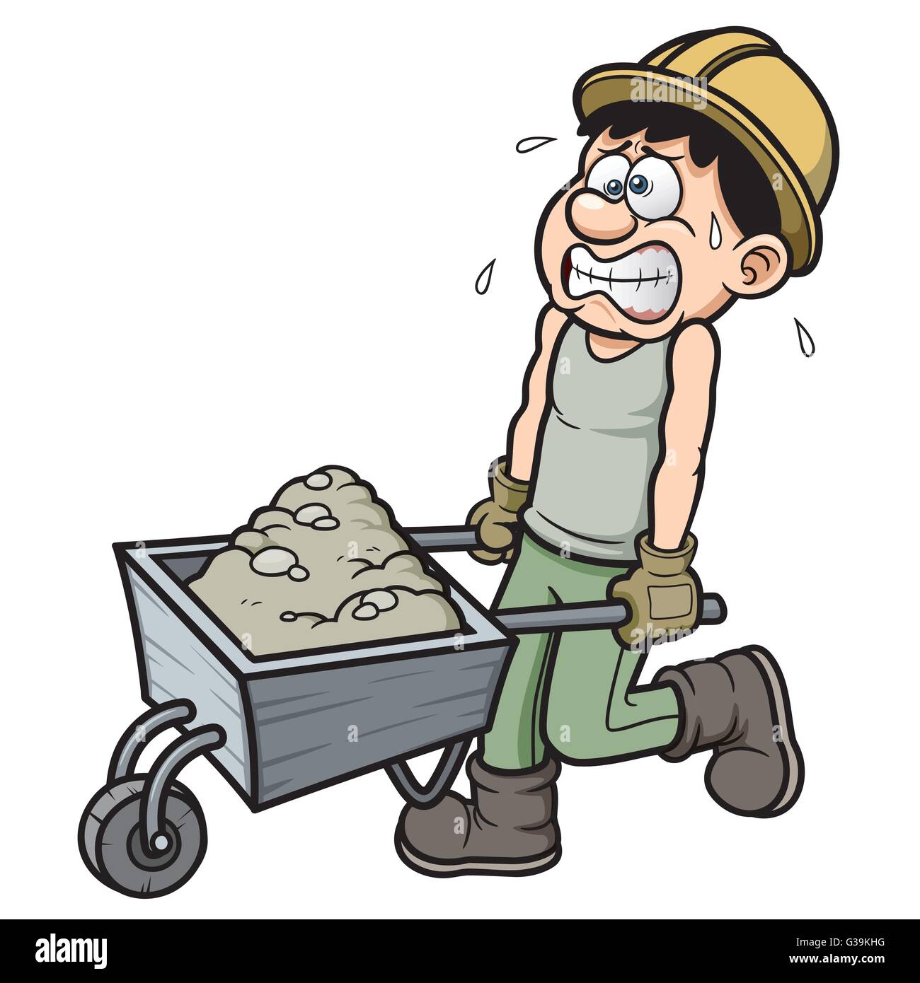 Vector illustration of Cartoon worker with wheelbarrow Stock Vector Image &  Art - Alamy