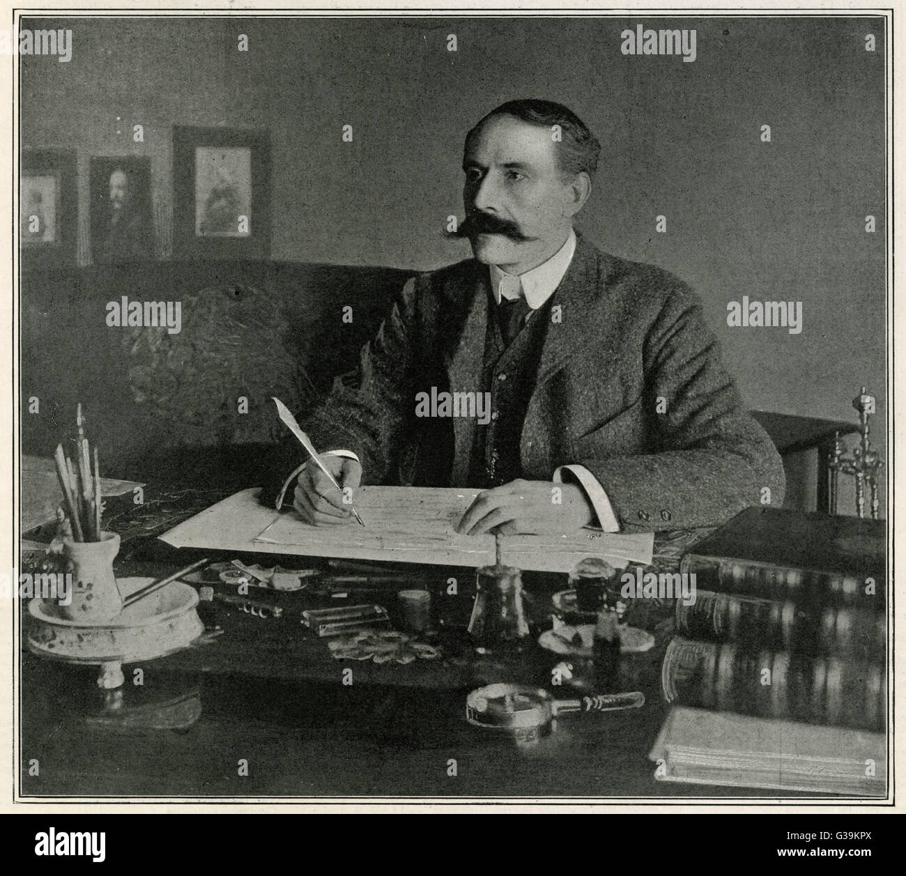 Edward elgar 1857 1934 english composer elgar at his desk hi res stock