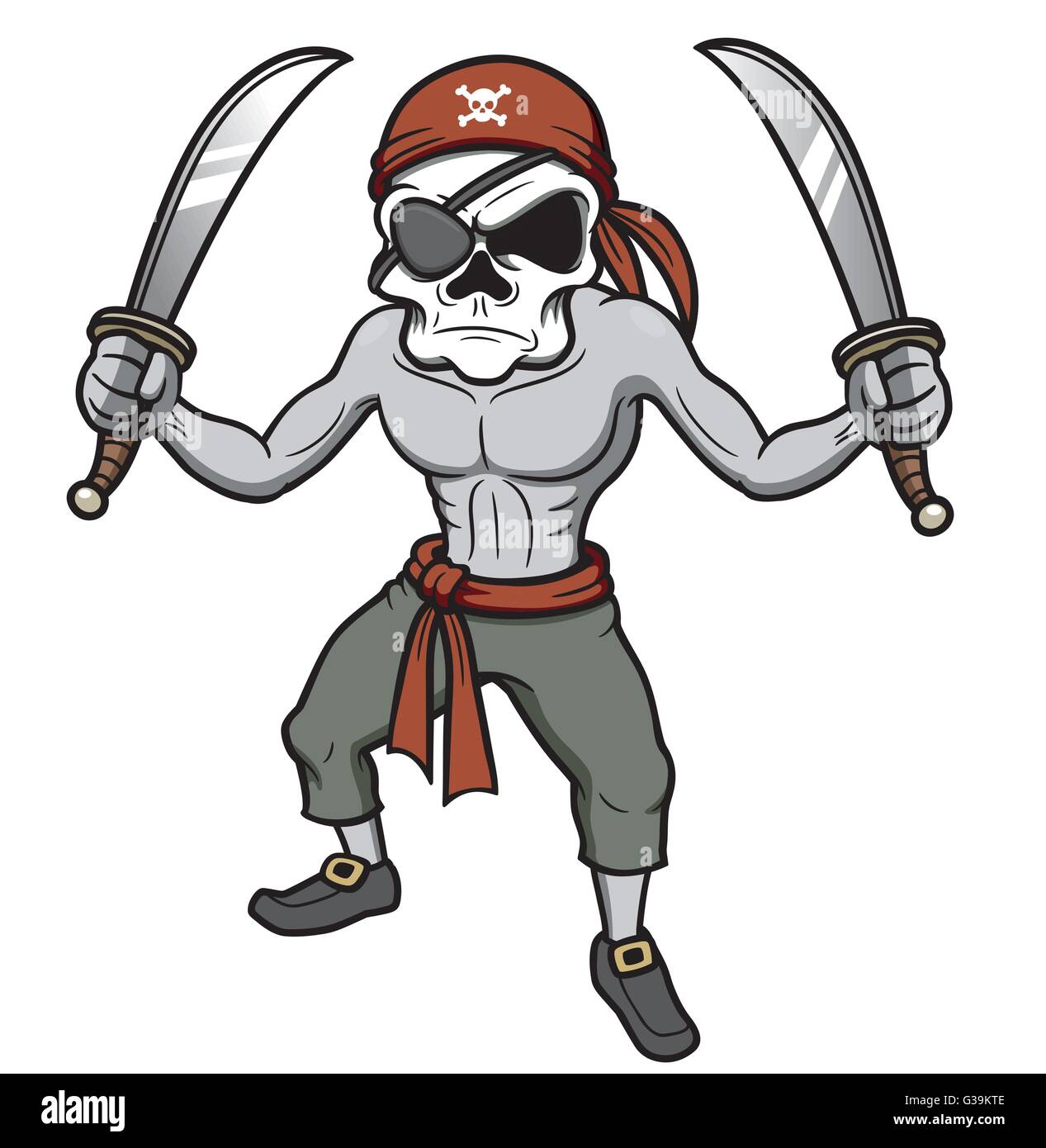Vector - illustration of cartoon Pirate skull Stock Vector Image & Art -  Alamy