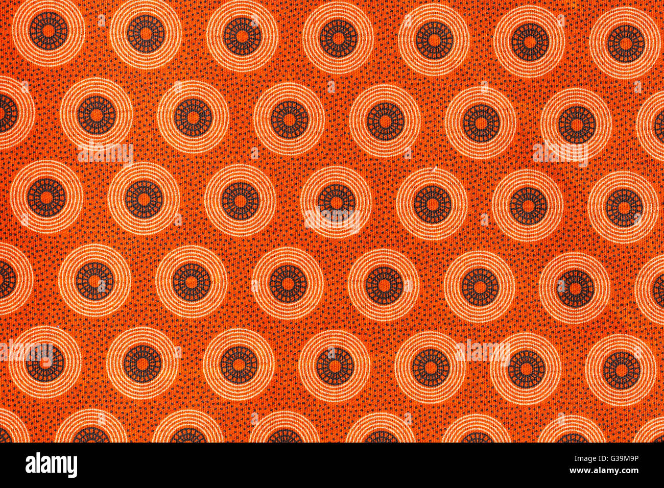 Closeup of a calico cotton fabric with a printed geometric design called seshweshwe - used in traditional Sotho woman's dresses Stock Photo