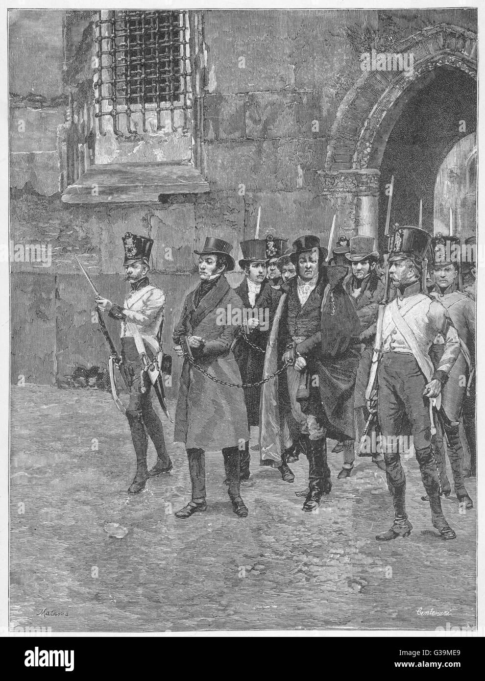 Members of the Carbonari  nationalist secret society are  arrested in Lombardy        Date: 1821 Stock Photo