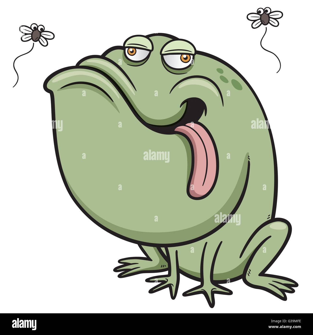 Vector illustration of Cartoon frog with bug Stock Vector