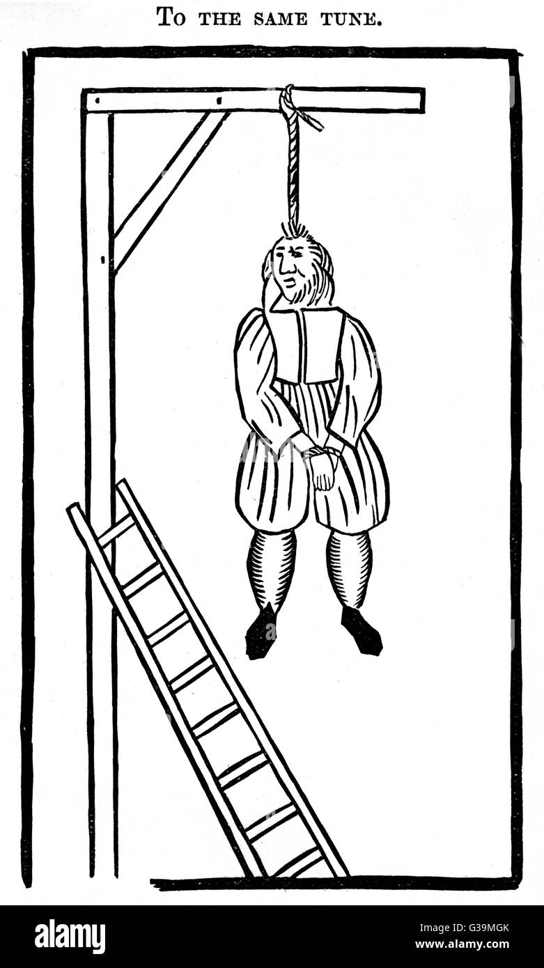 MAN HANGS FROM GALLOWS Stock Photo