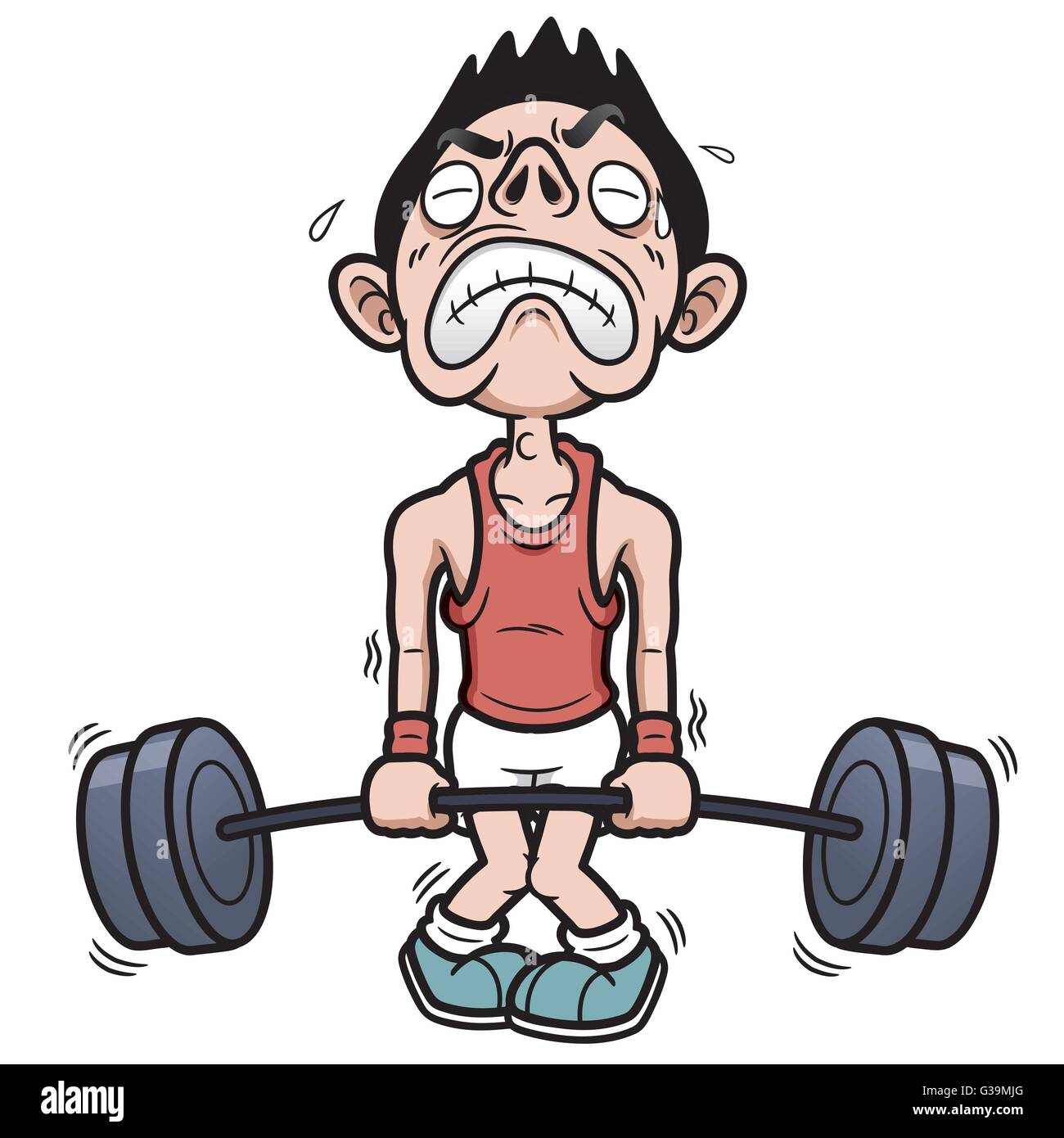 Vector illustration of man tries to lift a weight Stock Vector