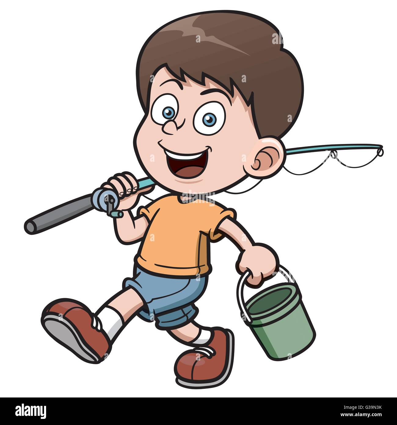 Premium Vector  Illustration of cartoon boy fishing