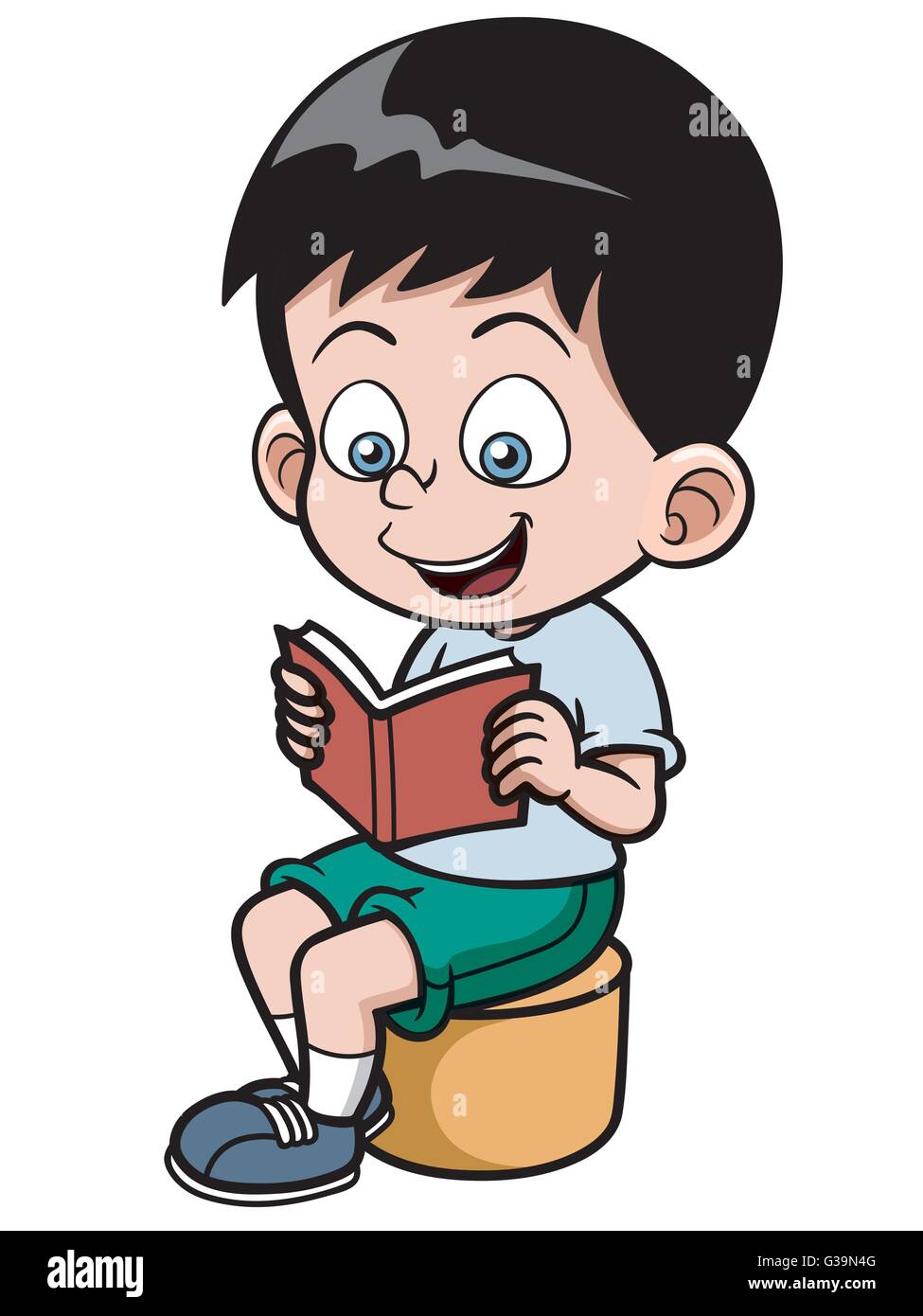 Vector illustration of Boy reading a book Stock Vector Image & Art - Alamy