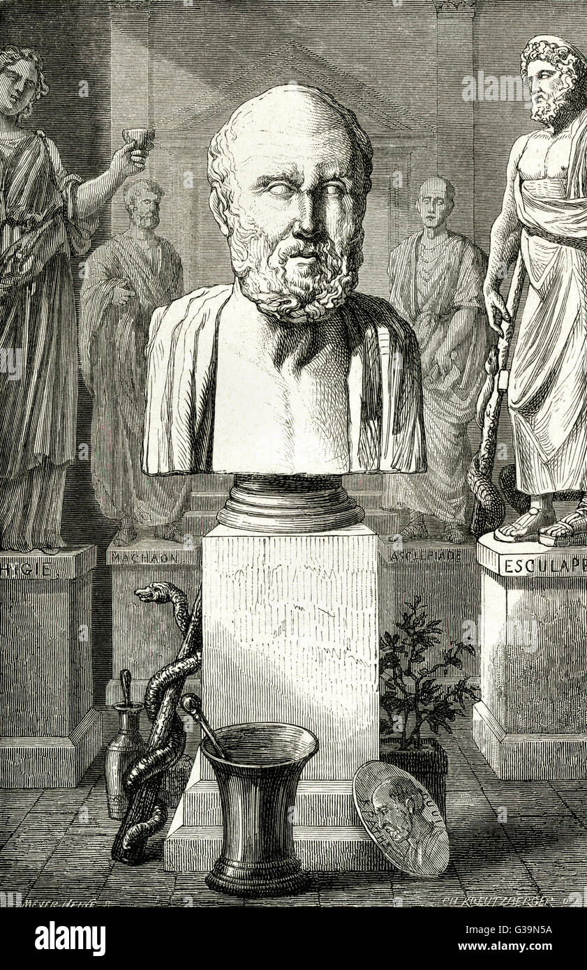 HIPPOCRATES/LOUVRE BUST Stock Photo