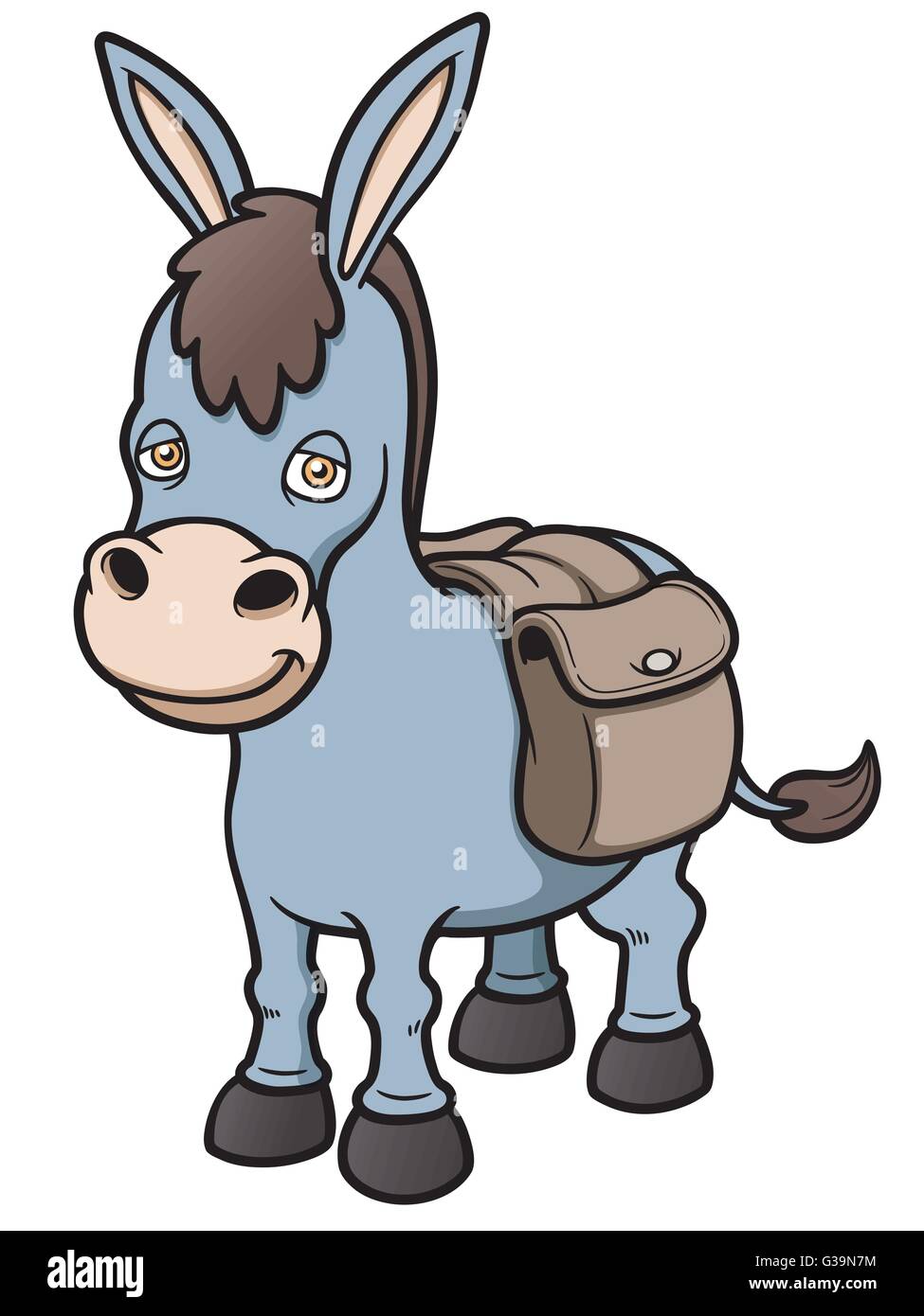 Vector illustration of Cartoon burro holding bag Stock Vector