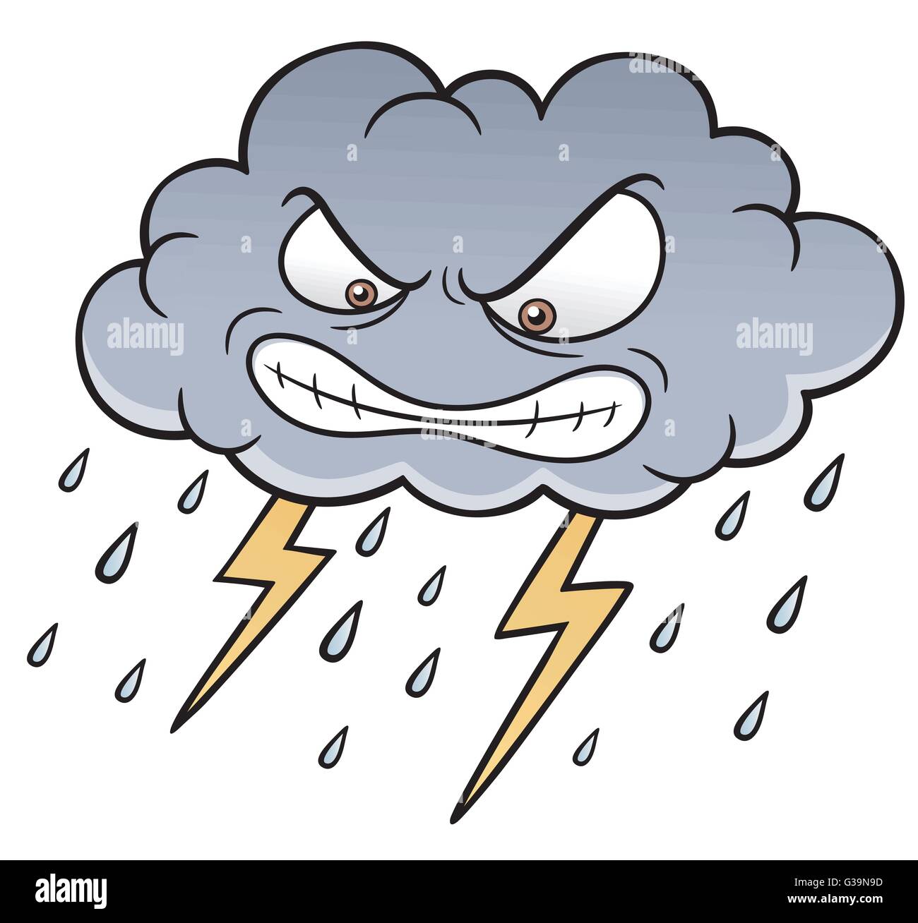 Vector illustration of Cartoon Clouds with Thunder Stock Vector