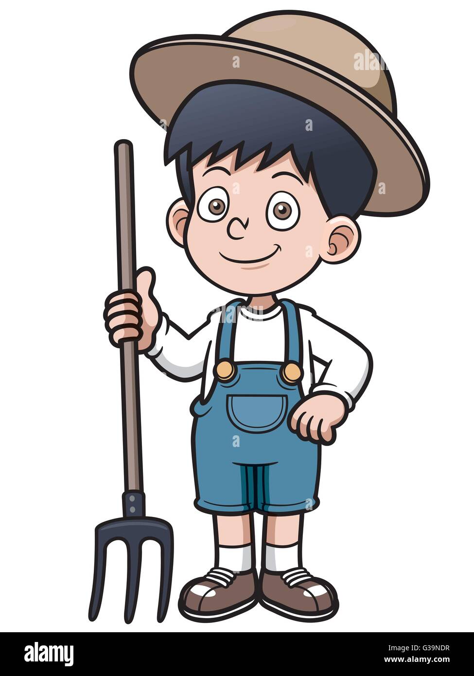 Vector illustration of Cartoon Little Farmer Stock Vector