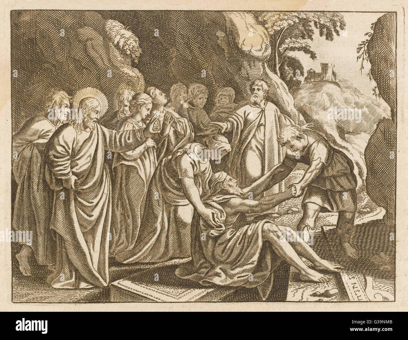 He raises Lazarus, brother of Martha and Mary, from the dead Stock
