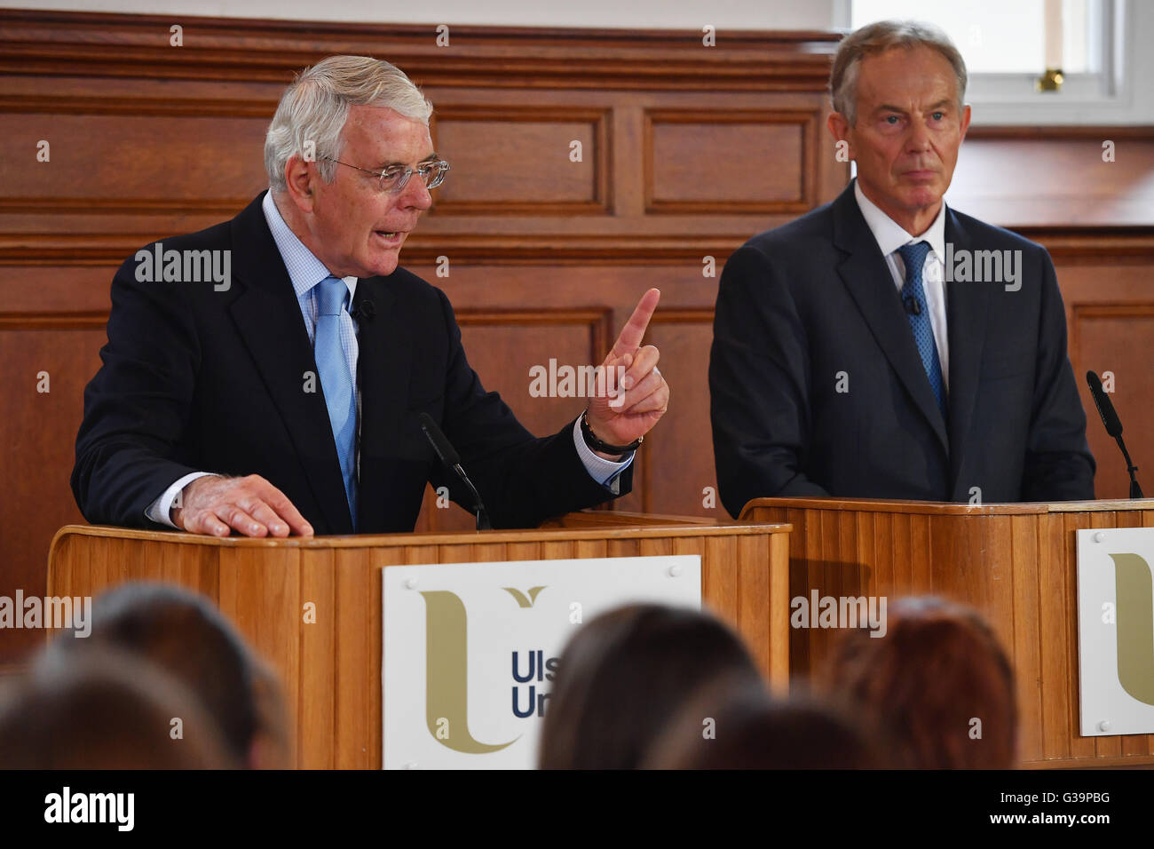 Former Prime Ministers Sir John Major Left And Tony Blair Share A Platform For The Remain