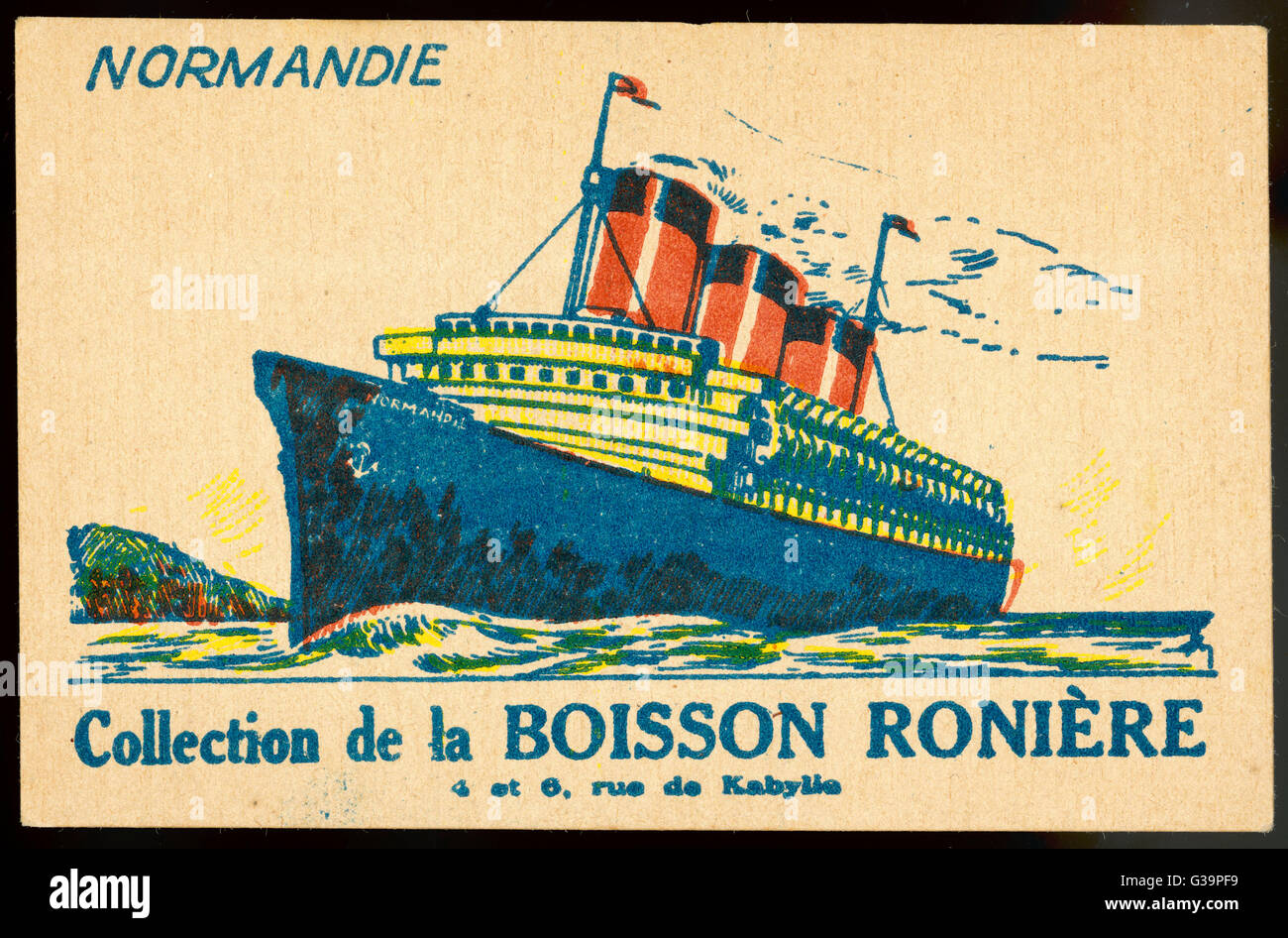 A typical publicity item  associating the company with  the newest glory of the French  merchant fleet       Date: 1935 Stock Photo