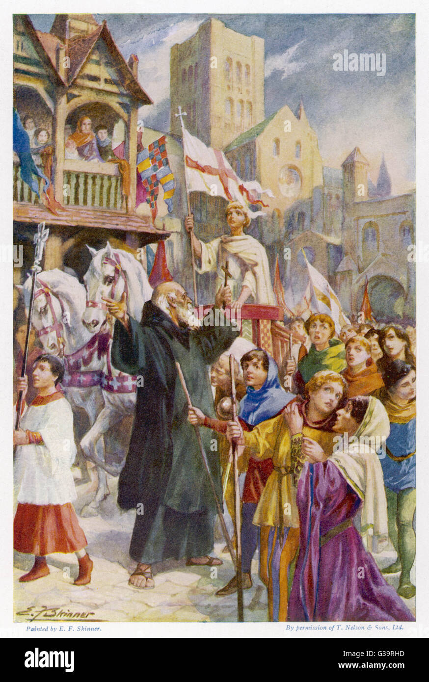 Procession of children during  their Crusade, started by  Stephen, a shepherd boy who  was persuaded by a priest that  he was appointed by heaven to  recover the holy sepulchre.     Date: 1212 Stock Photo