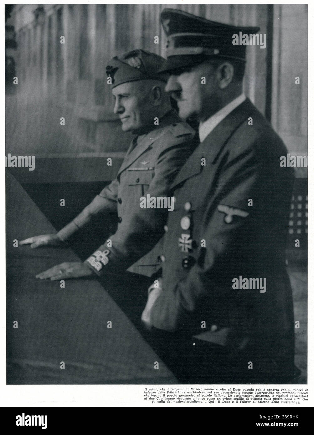 BENITO MUSSOLINI  Italian dictator with  Hitler in Munich       Date: 1940 Stock Photo