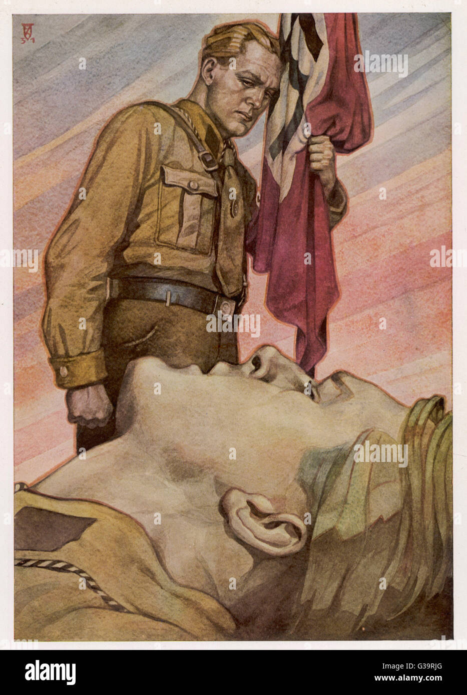 Nazi propaganda poster  glorifying the fallen German  heroes of World War One.        Date: 1933 Stock Photo