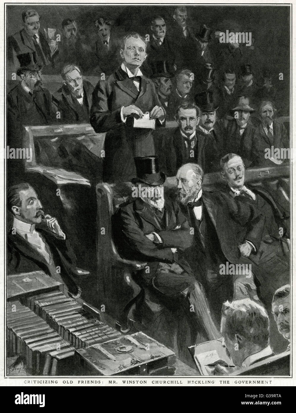 Winston Churchill in Parliament Stock Photo