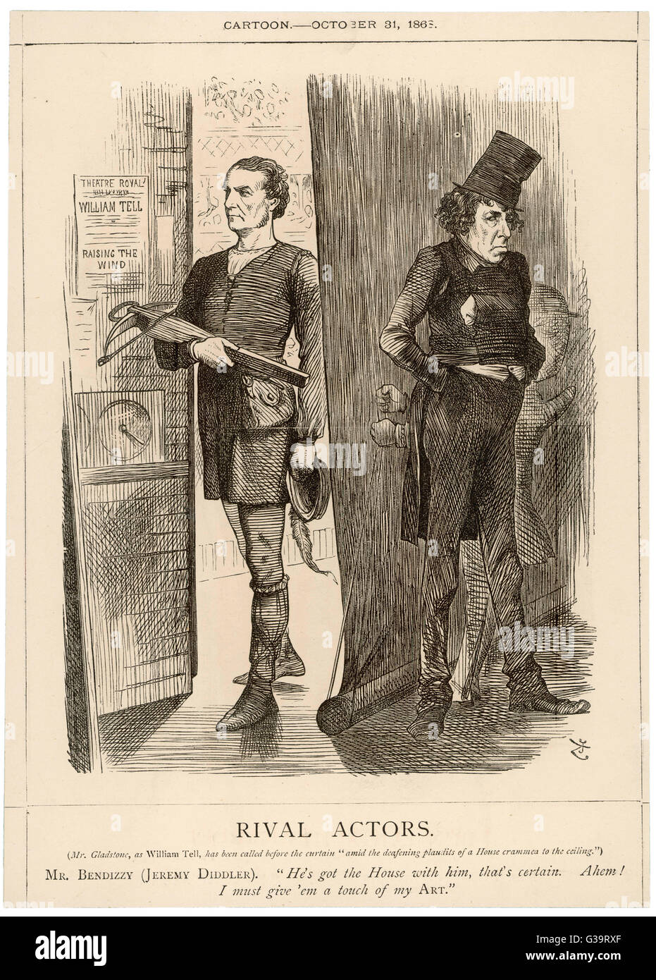 Cartoon, Rival Actors (Gladstone and Disraeli) Stock Photo